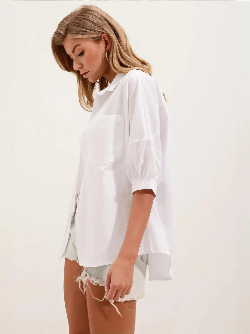 بيغ دارت قميص بوبلين بقصة فضفاضة وجيب