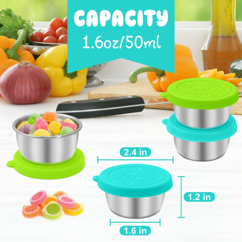 LIEMAND 6x1.6 oz Salad Dressing Container to Go, Leakproof Reusable Stainless Steel Small Container with Lid,Sauce Containers for Lunch box,Picnics,Travel,Office and Meal Prep - Image 2