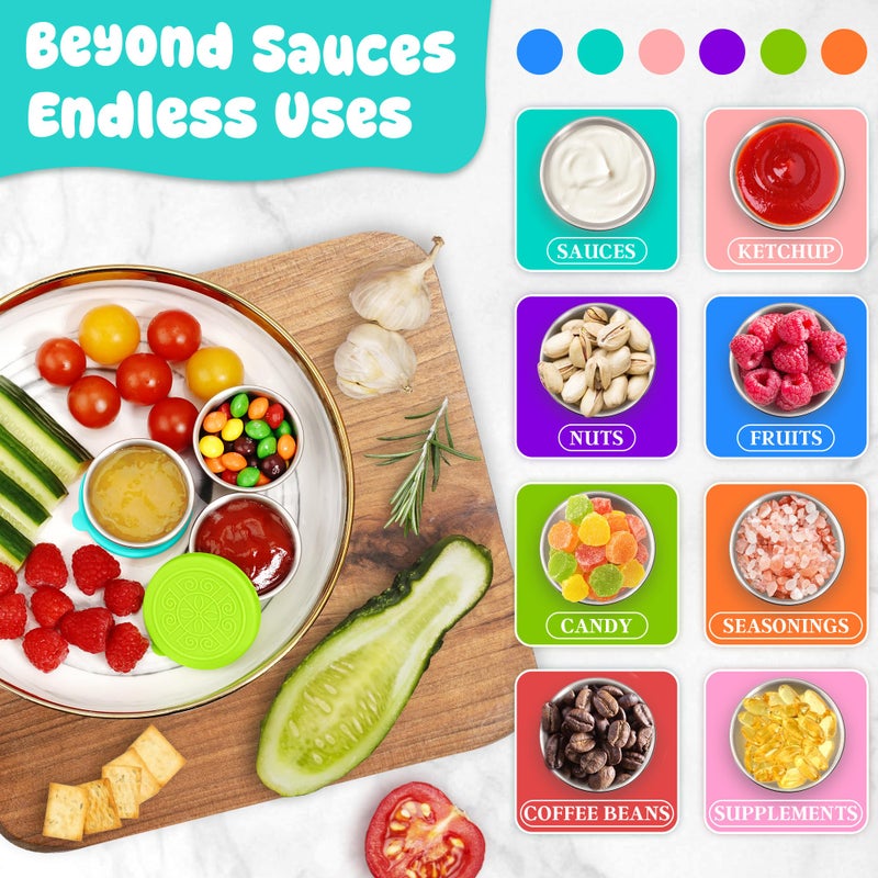 LIEMAND 6x1.6 oz Salad Dressing Container to Go, Leakproof Reusable Stainless Steel Small Container with Lid,Sauce Containers for Lunch box,Picnics,Travel,Office and Meal Prep - Image 3