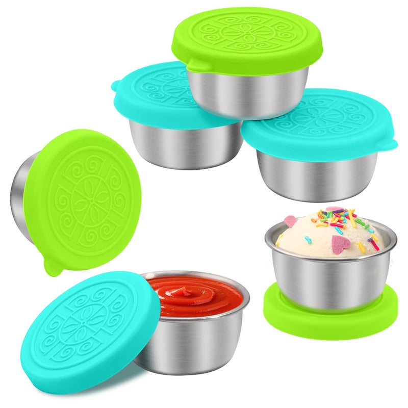 LIEMAND 6x1.6 oz Salad Dressing Container to Go, Leakproof Reusable Stainless Steel Small Container with Lid,Sauce Containers for Lunch box,Picnics,Travel,Office and Meal Prep - Image 1