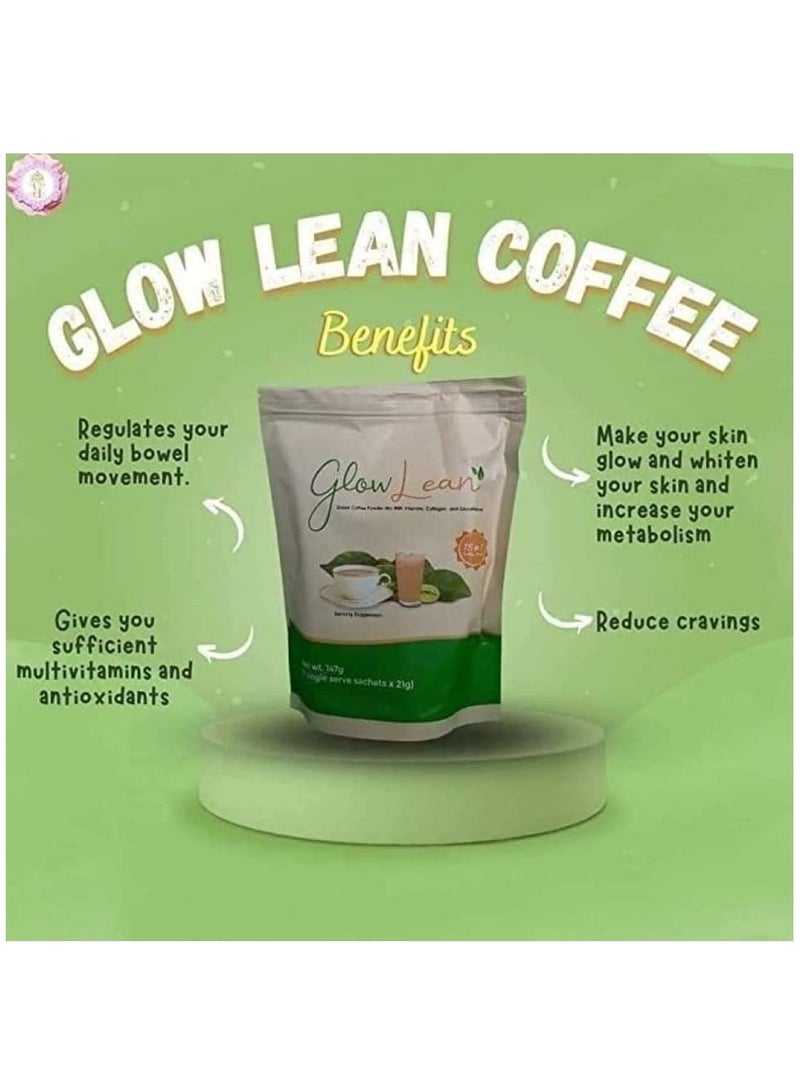 Glow Lean 15 in 1 Green Coffee Mix Powder - 7 Sachets x 21g - Image 2