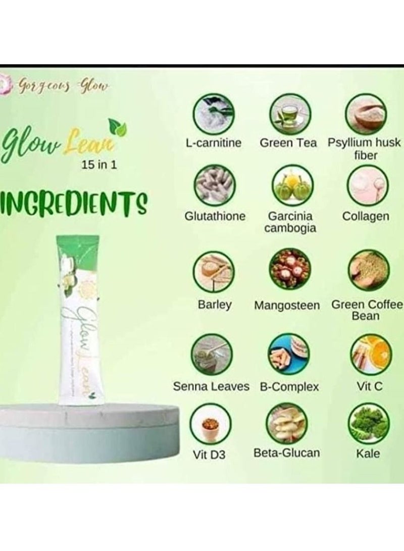 Glow Lean 15 in 1 Green Coffee Mix Powder - 7 Sachets x 21g - Image 3