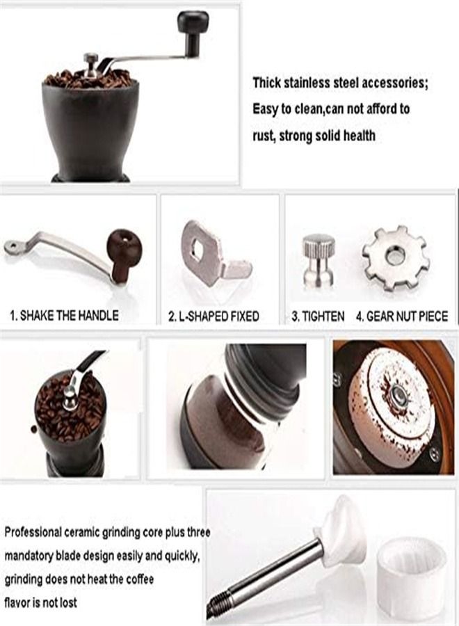 Goolsky Goolsky Manual Coffee Grinder with Ceramic Burrs,Coffee container capacity:12 oz（350 ml）, Black, with Stainless Steel Handle and Silicon Cove  - Image 3