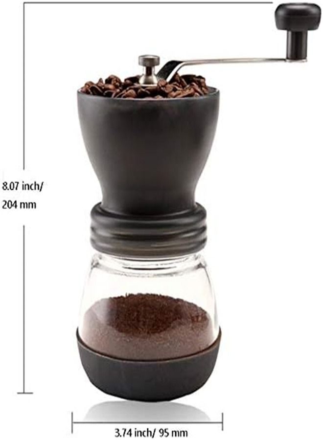 Goolsky Goolsky Manual Coffee Grinder with Ceramic Burrs,Coffee container capacity:12 oz（350 ml）, Black, with Stainless Steel Handle and Silicon Cove  - Image 2