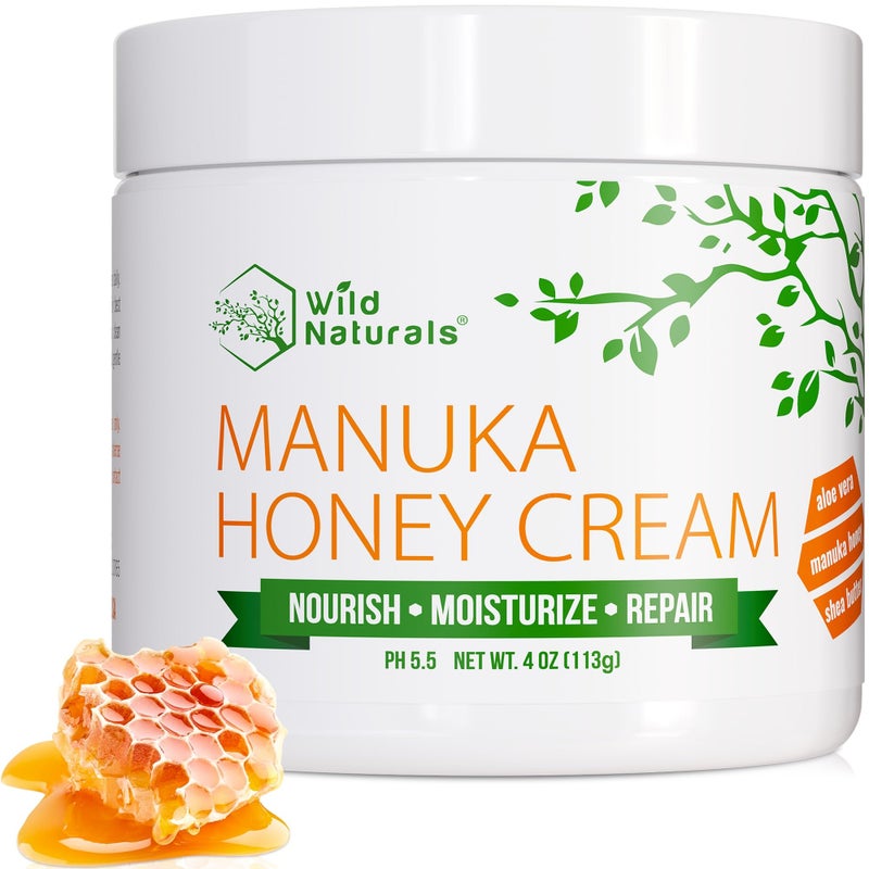 Wild Naturals Manuka Honey Moisturizer for Dry Sensitive Skin  Eczema Relief Face Cream  Soothing Cream for Redness  Irritation  Face Hand  Body Moisturizer for Women  Men
