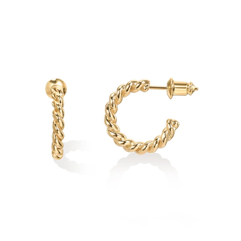 PAVOI 14K Gold Plated 2.5mm Twisted Rope Round Hoop Earrings (16 Millimeters, Yellow Gold Plated) - Image 1