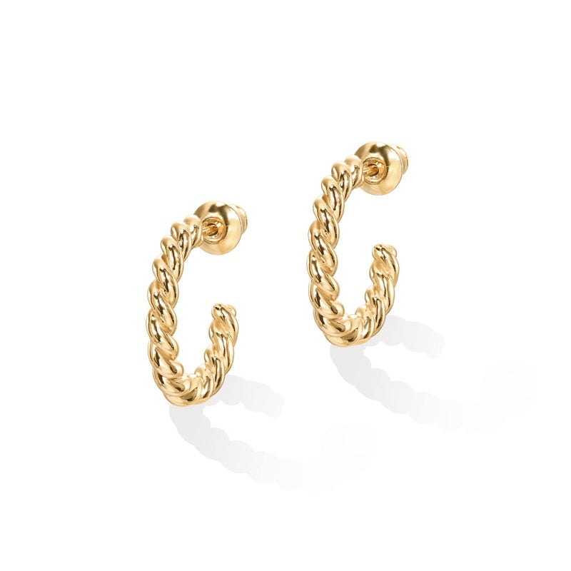 PAVOI 14K Gold Plated 2.5mm Twisted Rope Round Hoop Earrings (16 Millimeters, Yellow Gold Plated) - Image 3