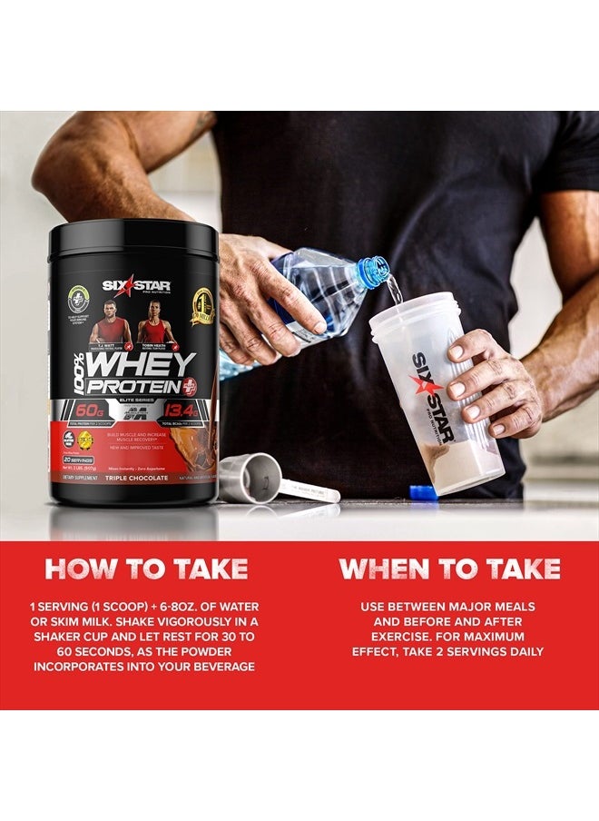 SIX STAR - Whey Protein Powder + Immune Support Whey Protein Plus | Whey Protein Isolate & Peptides + Muscle Builder | Lean Protein Powder for Muscle Gain & Recovery | Vanilla, 2 lbs - Image 1