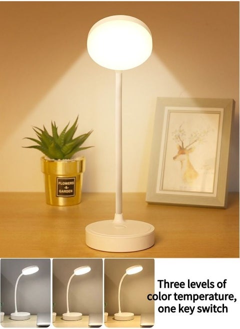 USB Rechargeable LED Eye Protection Table Lamp Dimmable with Three Colors Dormitory Study Office Foldable Multifunctional Reading Night Light