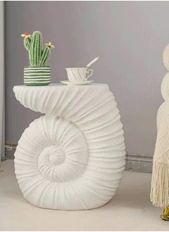 fashionhome Terrazzo Side Table Bedside Table Coffee Table Cafe Table Sofa Side Table End Table Snack Table Fashion Design for Living Room Bedroom Office Retail White 48 x 30 x 50 cm (Fully Assembled)  - Image 1