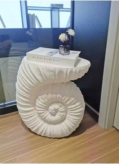 fashionhome Terrazzo Side Table Bedside Table Coffee Table Cafe Table Sofa Side Table End Table Snack Table Fashion Design for Living Room Bedroom Office Retail White 48 x 30 x 50 cm (Fully Assembled)  - Image 3