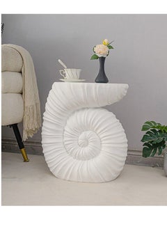 fashionhome Terrazzo Side Table Bedside Table Coffee Table Cafe Table Sofa Side Table End Table Snack Table Fashion Design for Living Room Bedroom Office Retail White 48 x 30 x 50 cm (Fully Assembled)  - Image 5
