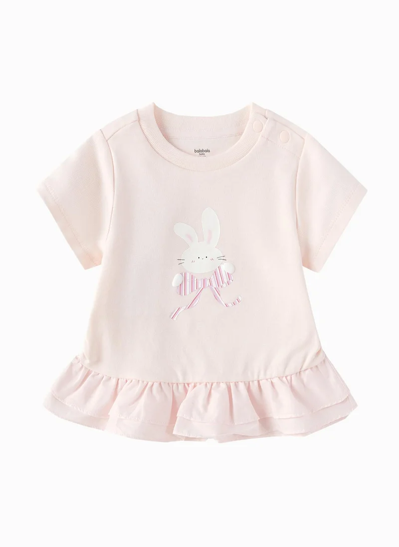 Baby Girls Round v-neck short-sleeved T-shirt