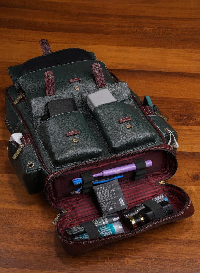 BRAND LEATHER 16 Inch Genuine Leather Large Capacity Laptop Backpack Multi Pockets Travel Daypack Top Handle Backpack - Image 5