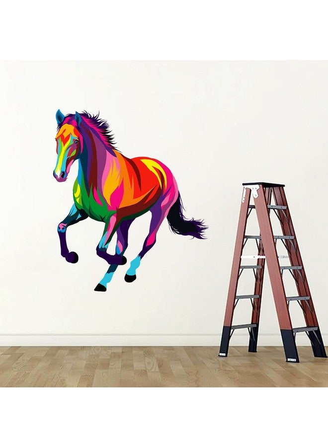 WOYINIS Large Colorful Running Horse Wall Decal Giant Horse Wall Decor Stickers Art Murals 34" × 40" Peel & Stick Removable Living Room Kids Bedroom Playroom Office Wall Decoration - Image 1