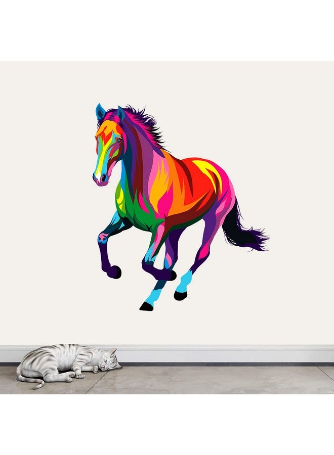 WOYINIS Large Colorful Running Horse Wall Decal Giant Horse Wall Decor Stickers Art Murals 34" × 40" Peel & Stick Removable Living Room Kids Bedroom Playroom Office Wall Decoration - Image 2