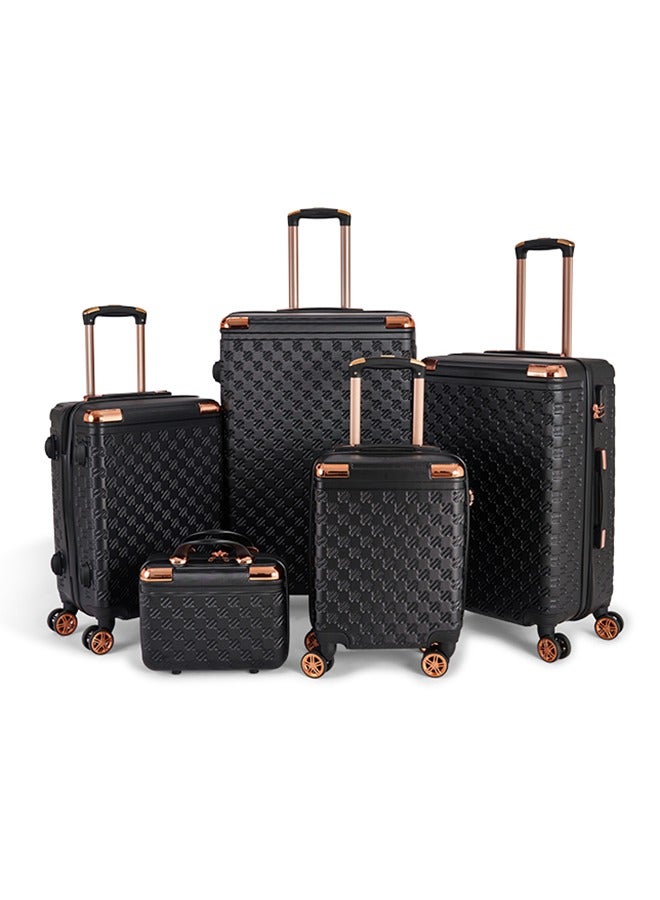 ليمرا طقم شنط سفر مكون من 5 حقائب أمتعة بـ 4 عجلات بتصميم حديث أسود - Image 1