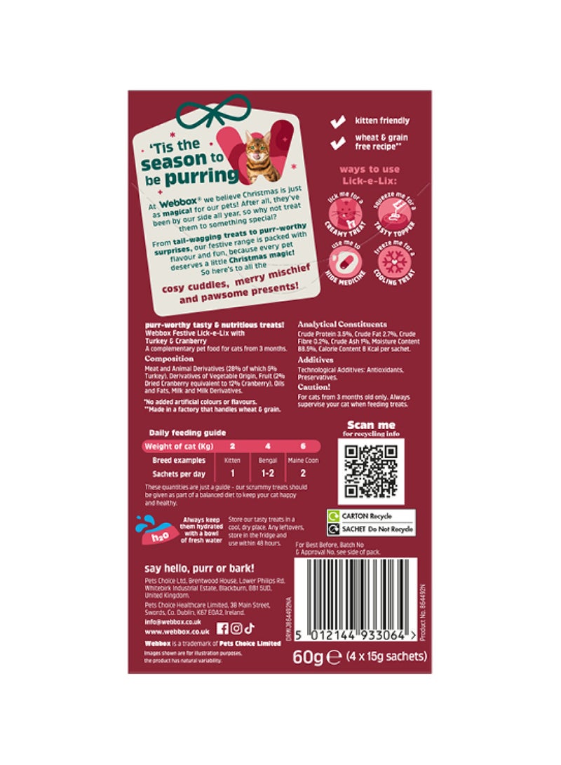 Webbox Festive - Lick-E-Lix Cream Turkey  And Cranberry 5 Pieces - Image 2
