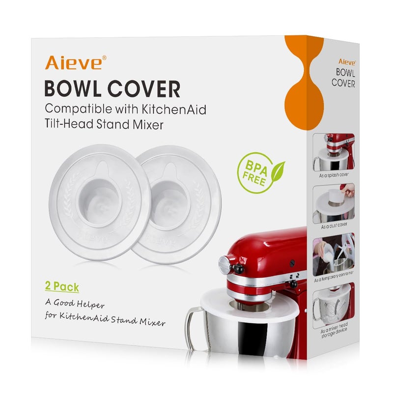 AIEVE Mixer Bowl Covers,Mixer Splatter Guard Lids for KitchenAid 4.5-5 Quart Tilt-Head Stand Mixer(2 Pack) - Image 1