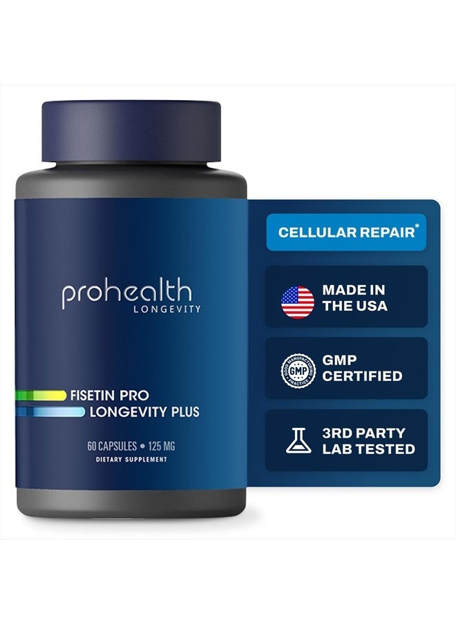 ProHealth - Fisetin Supplements-15X Better Absorption from Polyphenol Blend + MCT Oil. 3rd Party Tested Pure. USA Manufactured. Powerful Antioxidant + Senolytic. Fisetin Supplement 125mg X 60 Servings - Image 1