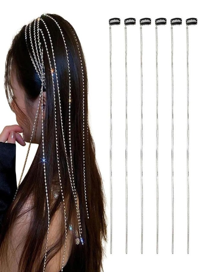 Shidara 6 Pcs Premium Rhinestone Hair Chain, Shiny Punk Tassel Hair Clip, Crystal Hair Extension Accessories for Women and Girls' Party, Nightclub, Wedding and Daily Headwear. - Image 2