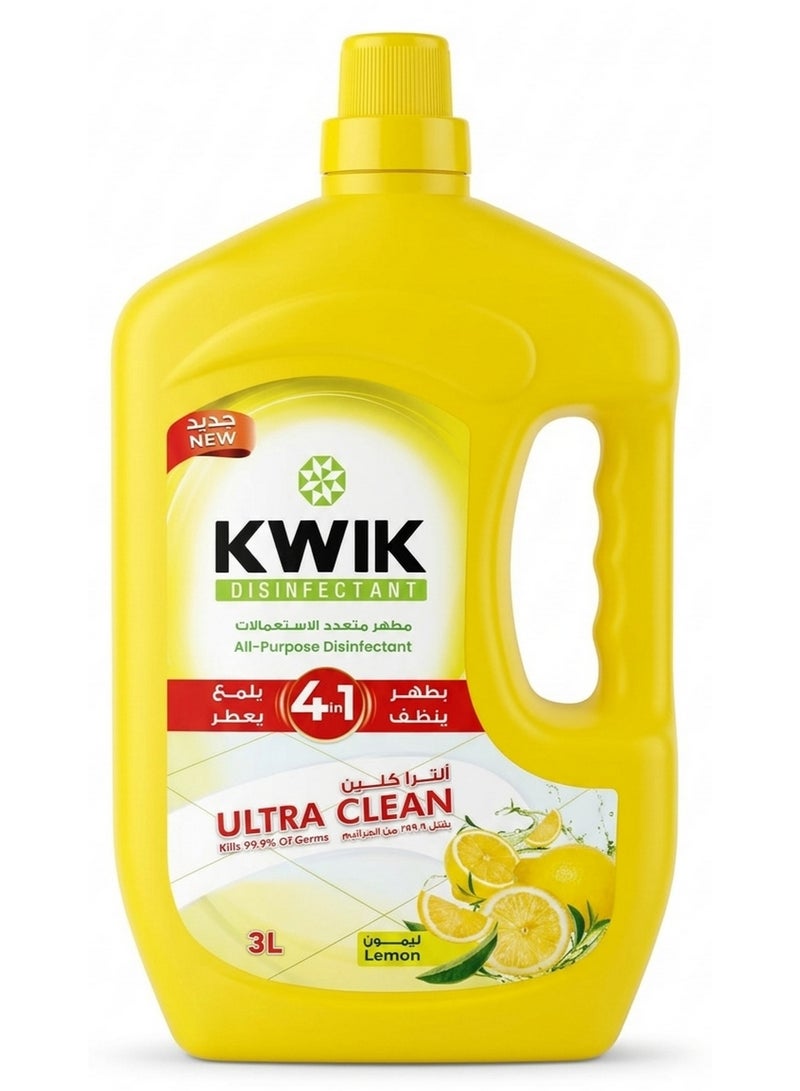 All Purpose Disinfectant 4-in-1 Ultra Clean Lemon 3L