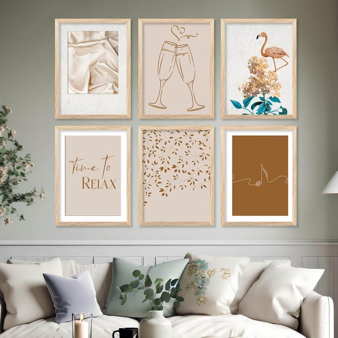 BOHO ABSTRACT GALLERY WALL ART FLOWER LINE ART FOR WALL HANGING FRAMES BOHO WALL PSTER WITH FRAMES HOME DECOR 10X13 INCH A