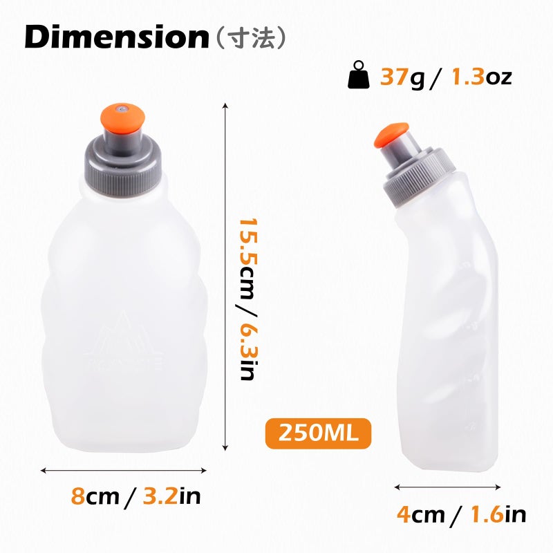TRIWONDER Water Bottles Running Flask Hydration Vest Packs Waist Belt Replacement BPA Free Leakproof for Triathlon Marathon Hiking Cycling Sport Gym Runner (250ml/8.5oz) - Image 2