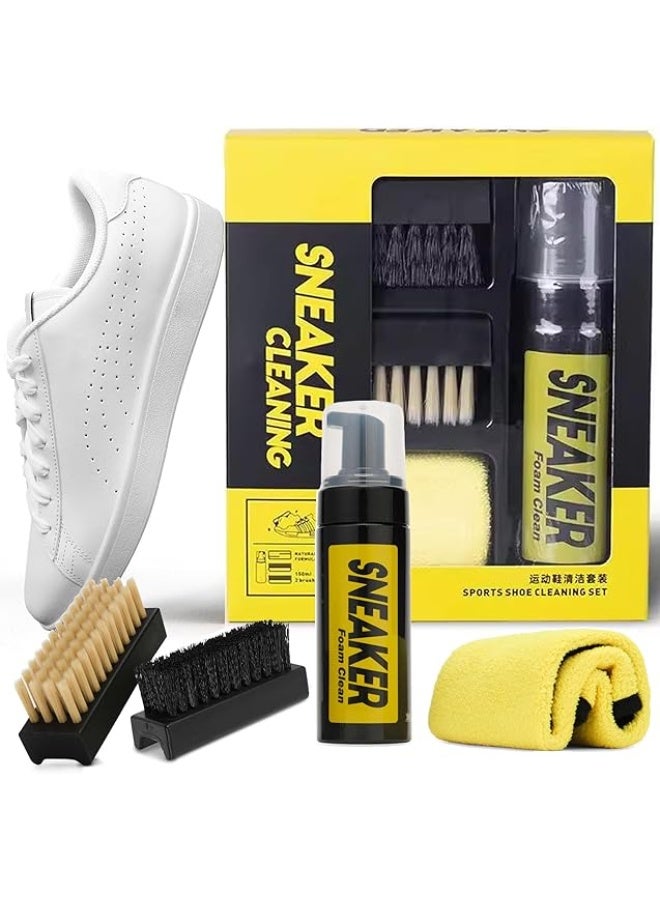 MARKQ طقم تنظيف الأحذية الفاخرة – منظف رغوي، فرش مزدوجة العمل، منشفة ميكروفايبر | مجموعة العناية بالأحذية للتنظيف العميق للأحذية الرياضية، المدربين، الأحذية العادية والرياضية - Image 1