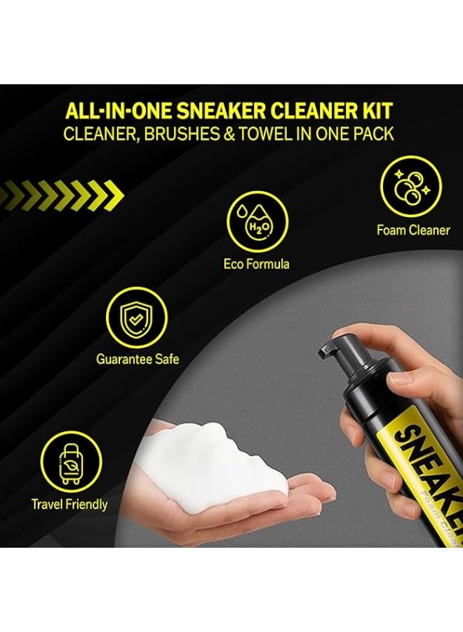 MARKQ طقم تنظيف الأحذية الفاخرة – منظف رغوي، فرش مزدوجة العمل، منشفة ميكروفايبر | مجموعة العناية بالأحذية للتنظيف العميق للأحذية الرياضية، المدربين، الأحذية العادية والرياضية - Image 3