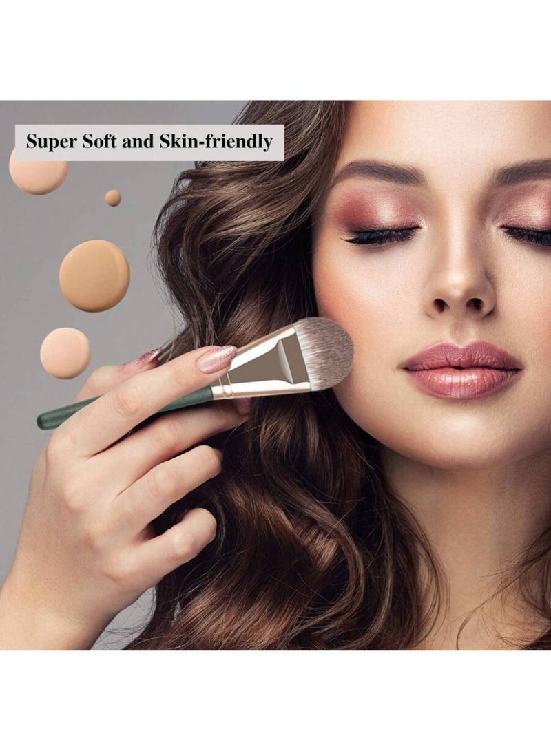Professional Green Makeup Brush Set – 15-Piece Soft Bristle Cosmetic Brushes with Elegant Pouch – Full Face Makeup Kit - Image 5
