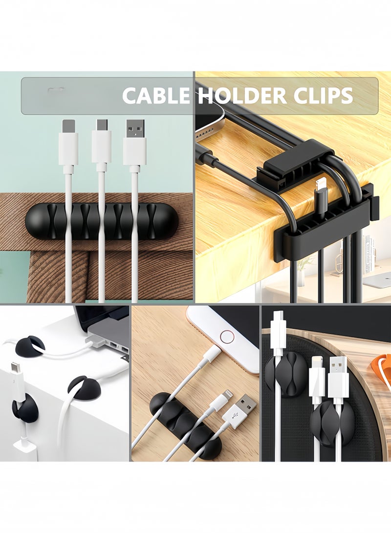 Baytak 204PCS Cable Management Kit, 4 Cable Sleeve 7 Cable Holder 38Cord Clips, 40 Pcs+5 Roll Cable Organizer Straps, 100 Fastening Cable Ties 10 Cable Zip Tie Mounts for Computer TV Under Desk Home - Image 2