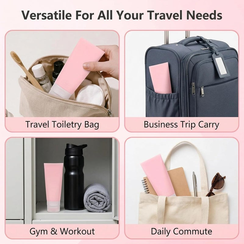 SYBL 3PCS Empty Refillable Pink Soft Silicon Squeeze Tube Portable Travel Bottle Cosmetic Containers Storage Holder For Cream Lotion Facial Cleaner Shampoo Shower Gel Toiletries - Image 5
