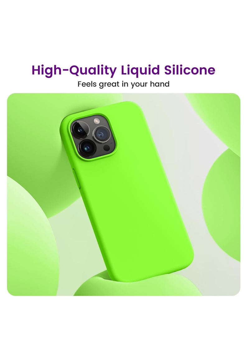 High Quality Liquid Silicone Back Case Padded Inside For iPhone 15 Pro (Limony Green)