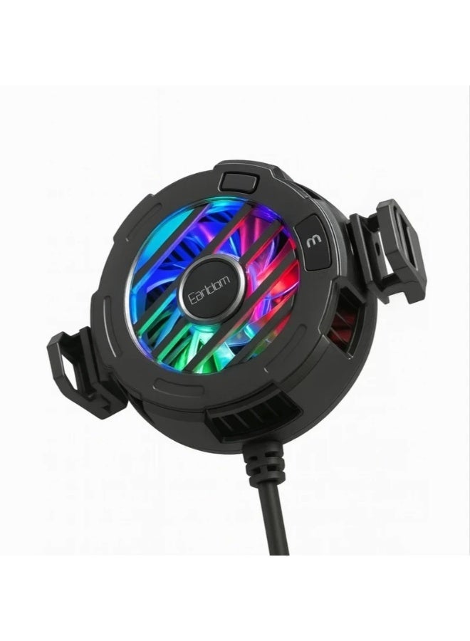 Earldom ET-F19 Magnetic Phone Rapid Cooling Fan | Digital Temperature Display & RGB Lighting | Detachable Back Clip Mobile Radiator for Gaming & Streaming - Image 1
