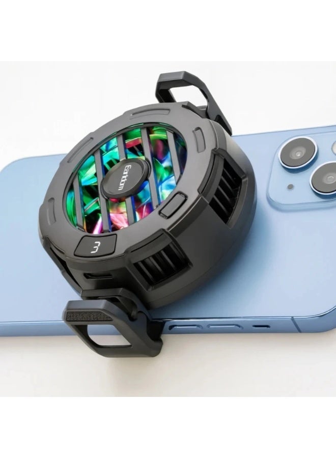Earldom ET-F19 Magnetic Phone Rapid Cooling Fan | Digital Temperature Display & RGB Lighting | Detachable Back Clip Mobile Radiator for Gaming & Streaming - Image 3