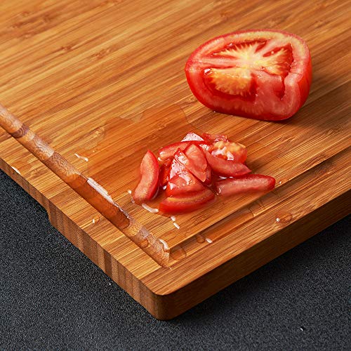 Allsum Bamboo Wood Cutting Board for Kitchen, 18" Large Cheese Charcuterie Chopping Block with Side Handles and Juice Grooves - Image 5