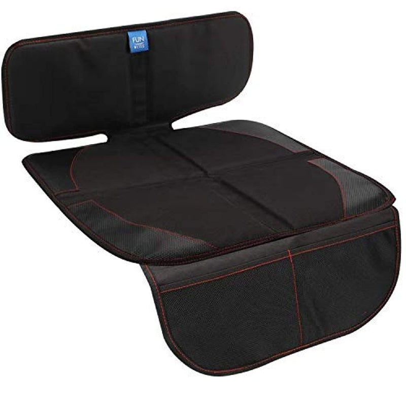 funbliss Car Seat Protector for Child Car Seat,Auto Seat Cover Mat for Under Carseat with Thickest Padding to Protect Leather & Fabric Upholstery,PVC Leather Reinforced Corners - Image 1