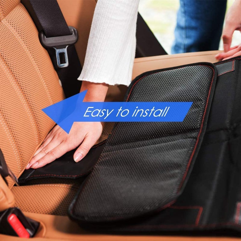 funbliss Car Seat Protector for Child Car Seat,Auto Seat Cover Mat for Under Carseat with Thickest Padding to Protect Leather & Fabric Upholstery,PVC Leather Reinforced Corners - Image 4