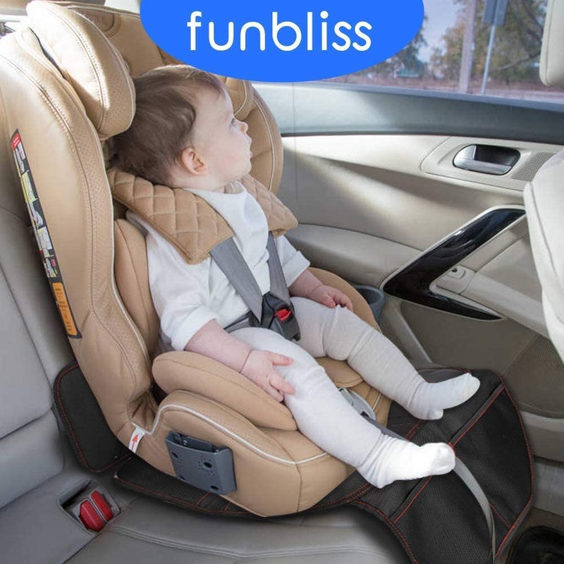 funbliss Car Seat Protector for Child Car Seat,Auto Seat Cover Mat for Under Carseat with Thickest Padding to Protect Leather & Fabric Upholstery,PVC Leather Reinforced Corners - Image 2