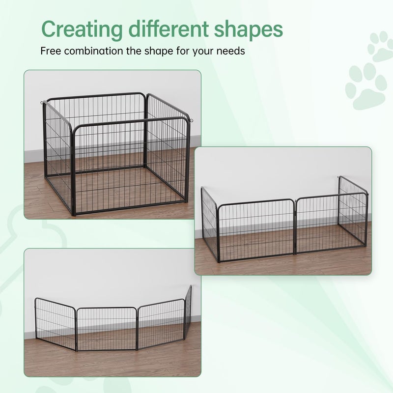 FDW Dog Playpen Kennel - 4 Panels, 24 Inch Height, Indoor/Outdoor Folding Metal Portable Puppy Exercise Pen, Heavy Duty Dog Fence for Yard, Camping - Black - Image 3