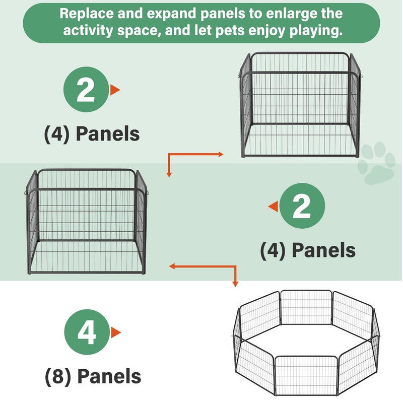 FDW Dog Playpen Kennel - 4 Panels, 24 Inch Height, Indoor/Outdoor Folding Metal Portable Puppy Exercise Pen, Heavy Duty Dog Fence for Yard, Camping - Black - Image 4