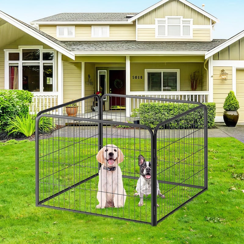 FDW Dog Playpen Kennel - 4 Panels, 24 Inch Height, Indoor/Outdoor Folding Metal Portable Puppy Exercise Pen, Heavy Duty Dog Fence for Yard, Camping - Black - Image 2