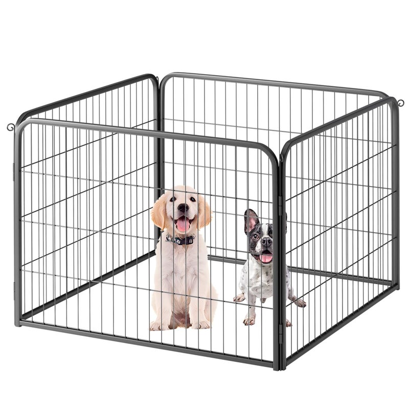 FDW Dog Playpen Kennel - 4 Panels, 24 Inch Height, Indoor/Outdoor Folding Metal Portable Puppy Exercise Pen, Heavy Duty Dog Fence for Yard, Camping - Black - Image 1