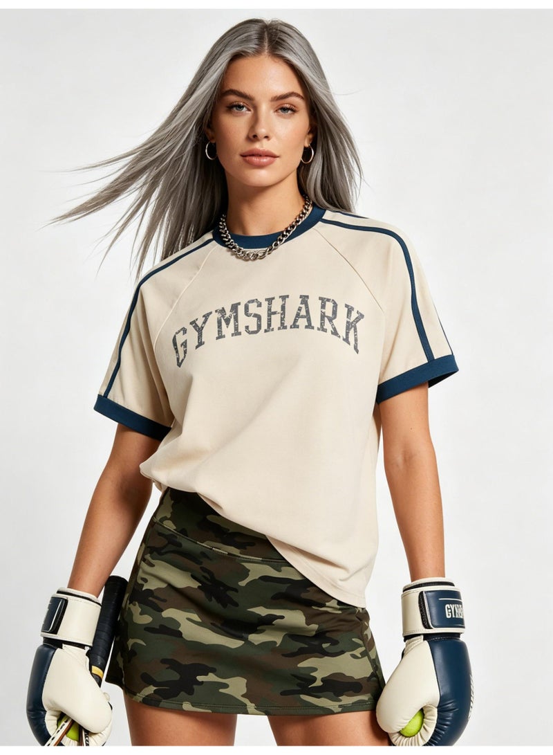 جيمشارك GYMSHARK American retro sports T-shirts for men and women with the same contrast color, short sleeves and loose breathable fitness and leisure tops. - Image 4