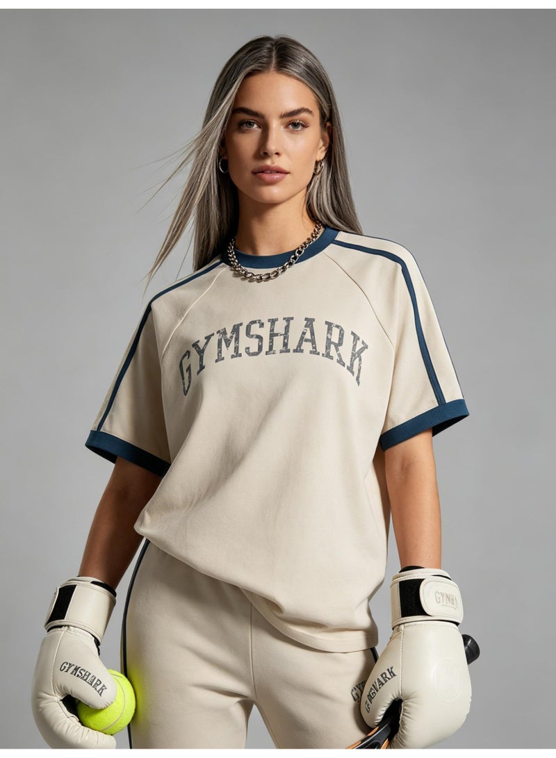 جيمشارك GYMSHARK American retro sports T-shirts for men and women with the same contrast color, short sleeves and loose breathable fitness and leisure tops. - Image 2