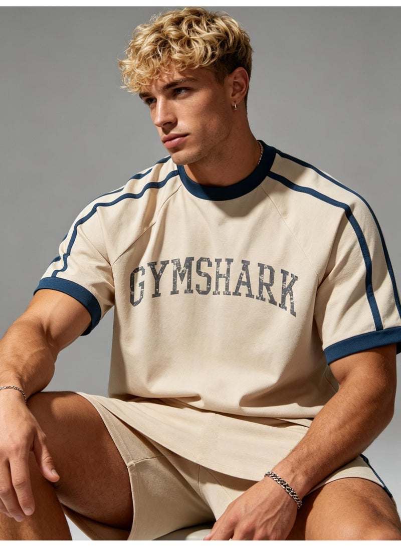 جيمشارك GYMSHARK American retro sports T-shirts for men and women with the same contrast color, short sleeves and loose breathable fitness and leisure tops. - Image 1