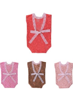 NIBEMINENT Fashion Lace Bowknot Newborn Baby Romper Photography Prop Overalls Clothing Red  - Image 4