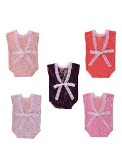 NIBEMINENT Fashion Lace Bowknot Newborn Baby Romper Photography Prop Overalls Clothing Red  - Image 3