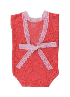 NIBEMINENT Fashion Lace Bowknot Newborn Baby Romper Photography Prop Overalls Clothing Red  - Image 1